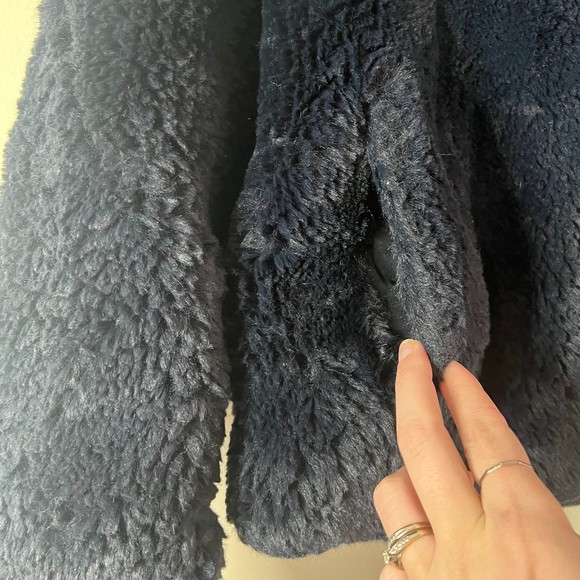 Rachel Zoe Navy Faux Fur Jacket with Hood Size Medium Women's - Picture 5 of 8